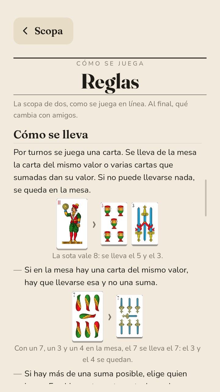 La pantalla de las reglas: c&oacute;mo se lleva, con las cartas dibujadas